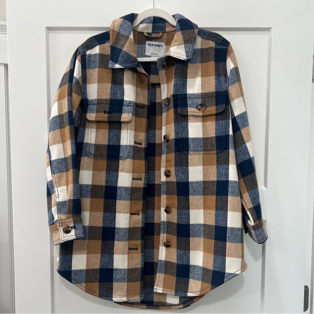 Old Navy Blue and Tan Checkered Jacket